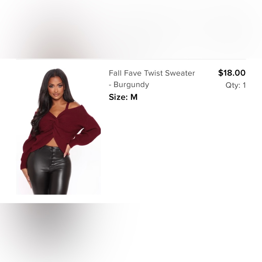 BNWT fashion nova fall fave twist sweater in burgundy